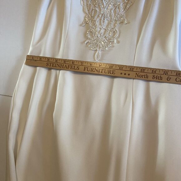 KAREN LAWRENCE BY MATTHEW 2-PIECE LAYERED Ivory embellished, DRESS & JACKET Sz10 - Picture 8 of 9